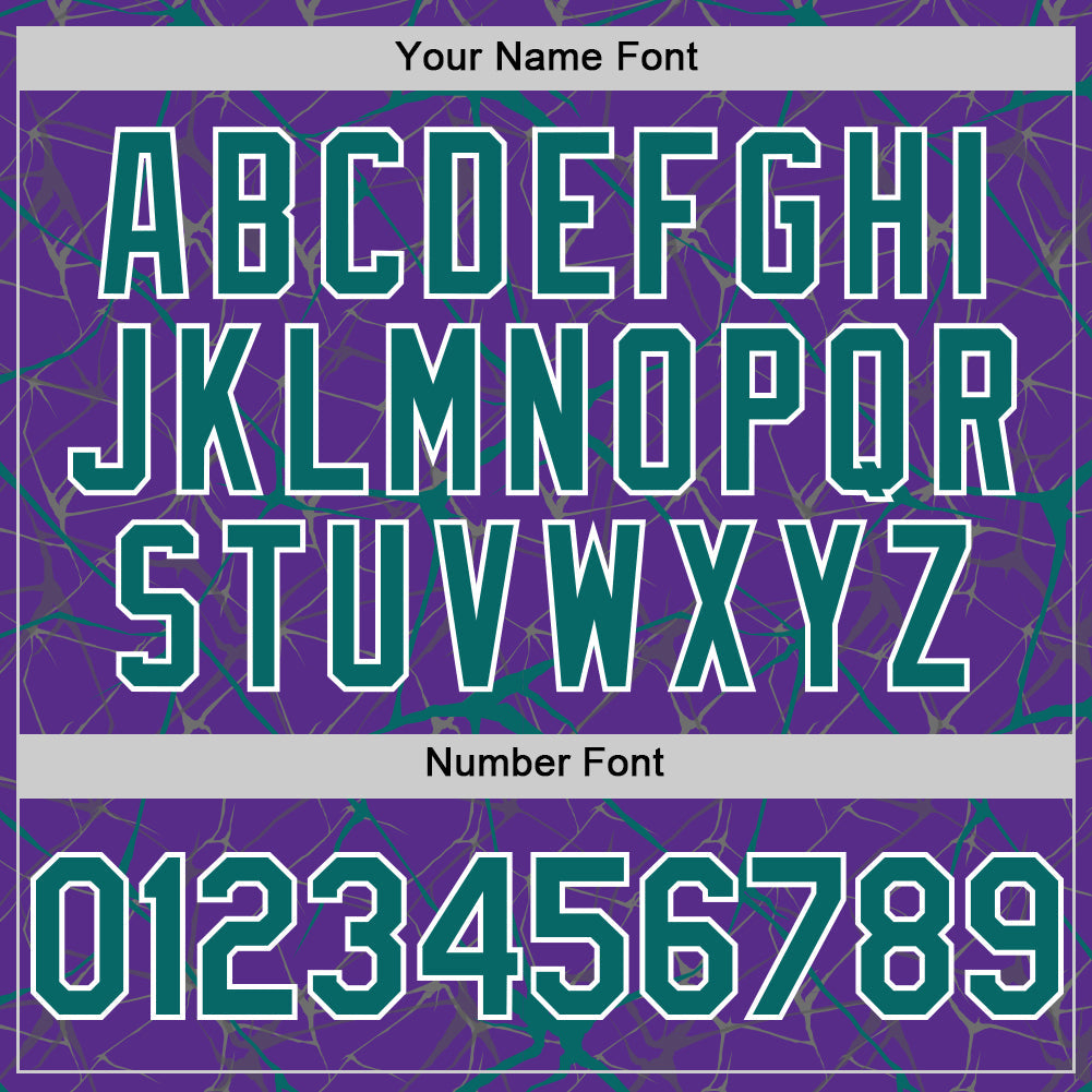 Custom Purple Teal-White 3D Pattern Design Abstract Network Authentic Baseball Jersey view 5