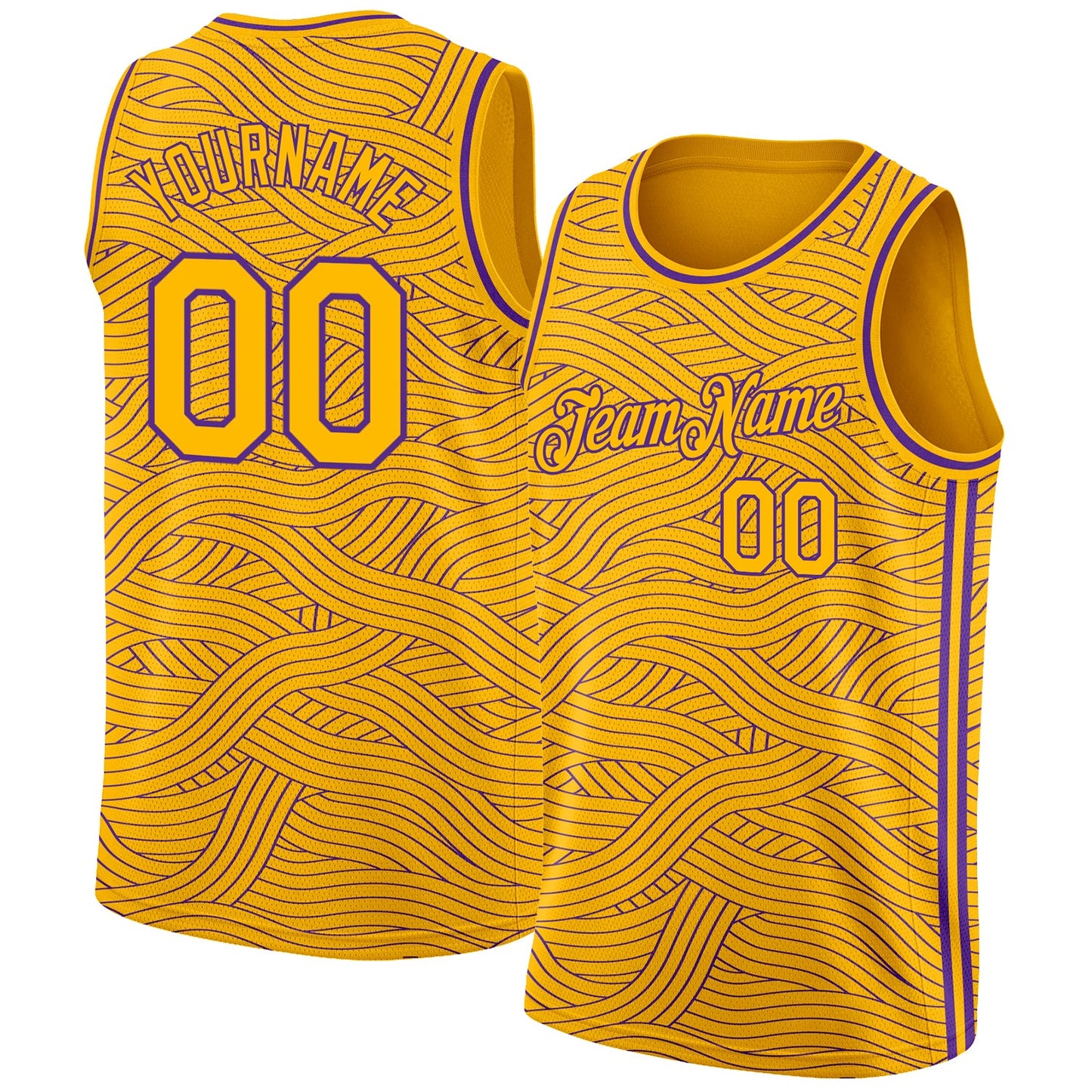 Custom Gold Purple Authentic City Edition Basketball Jersey - Main View