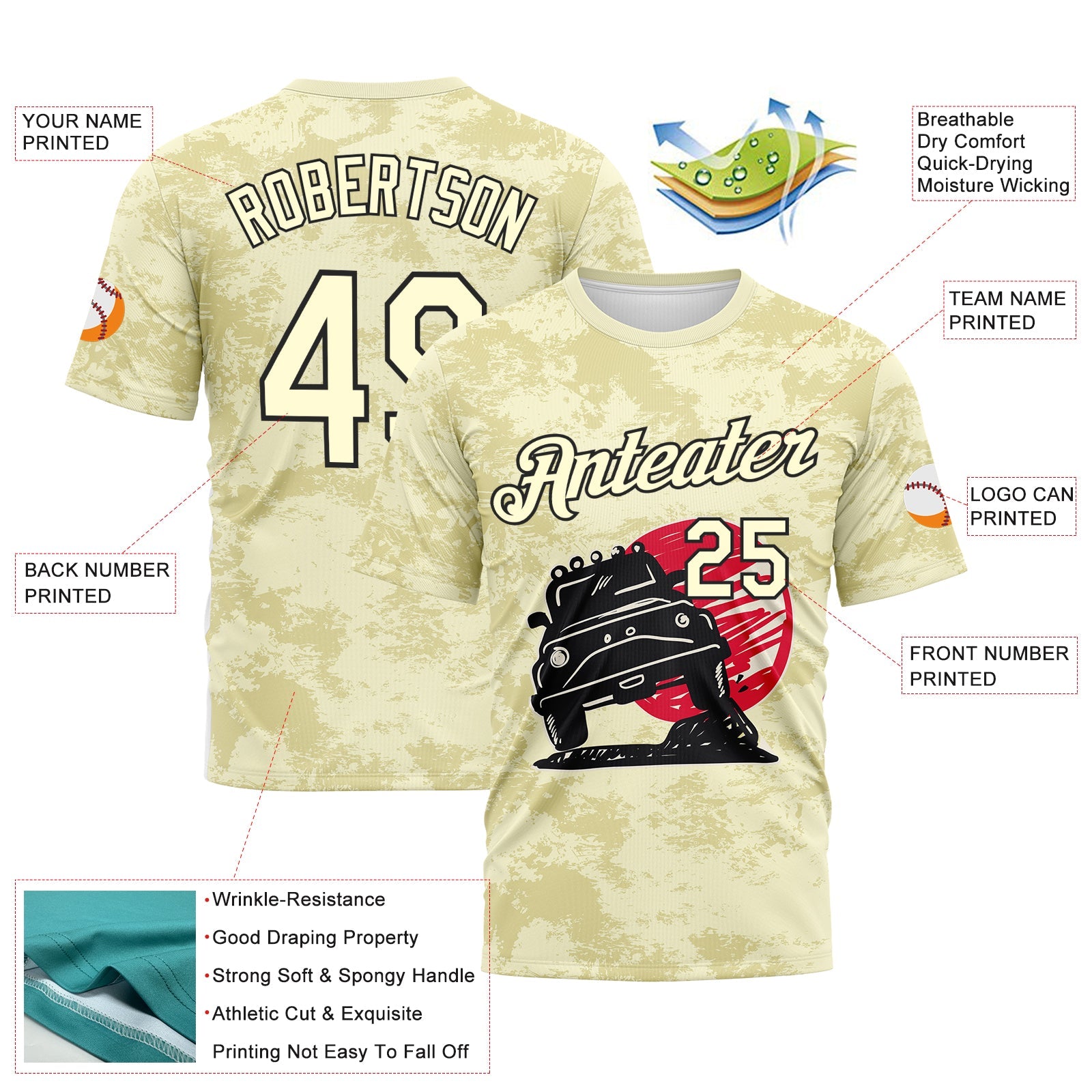 Custom City Cream-Black Concept Adventure Off Road Performance T-Shirt view 2