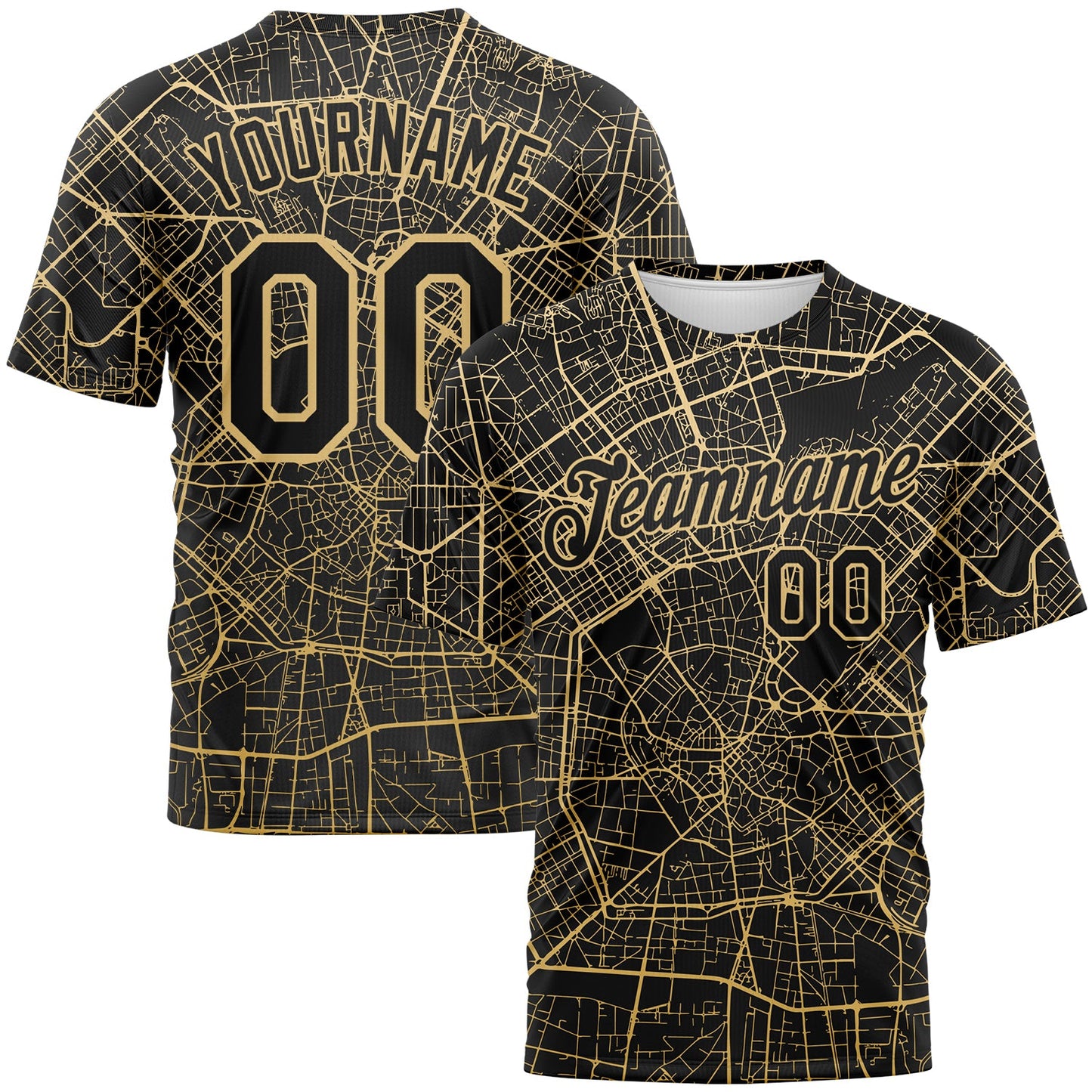 Custom Black-City Cream City Street Map Urban Grid Performance T-Shirt - Main View