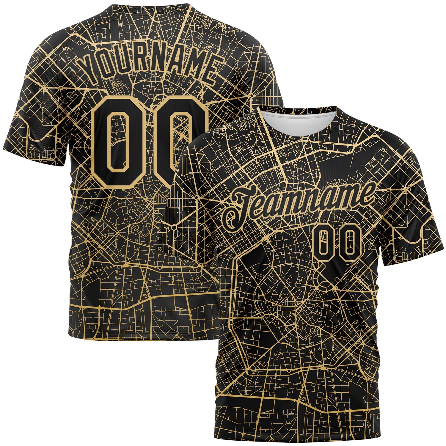 Custom Black-City Cream City Street Map Urban Grid Performance T-Shirt - Main View