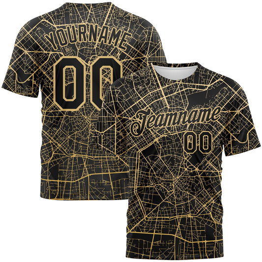 Custom Black-City Cream City Street Map Urban Grid Performance T-Shirt - Main View