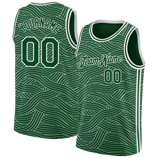 Custom Green White Authentic City Edition Basketball Jersey - Main View