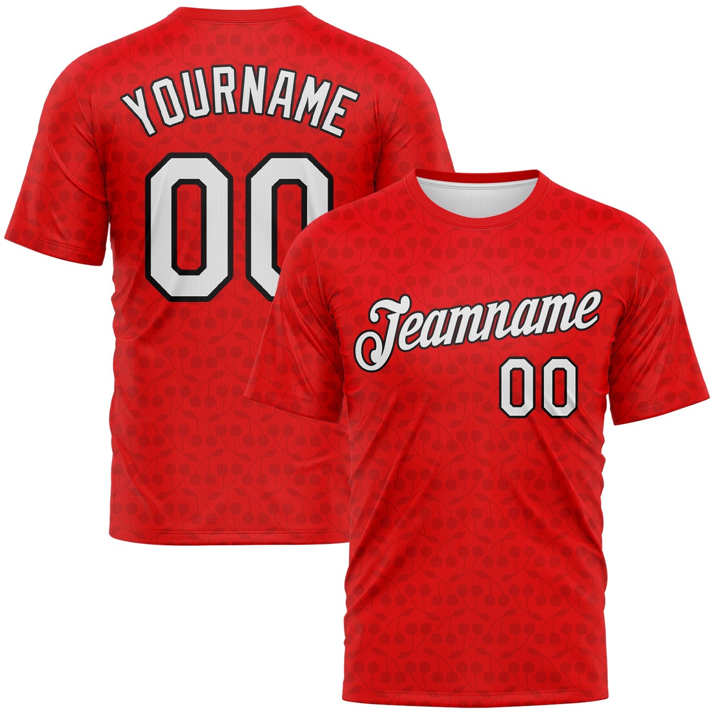 Custom Fire Red White-Black Tone-on-Tone Minimalist Sytle Performance T-Shirt - Main View
