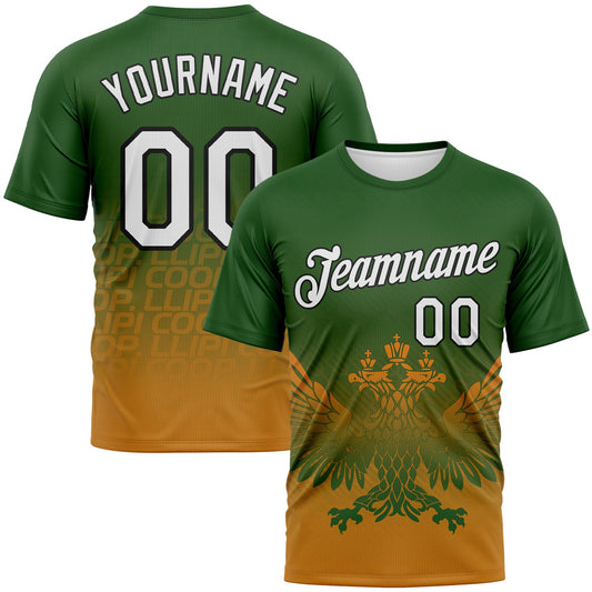 Custom Green White Texas Orange-Black Aguila Imperial Eagle Performance T-Shirt - Main View