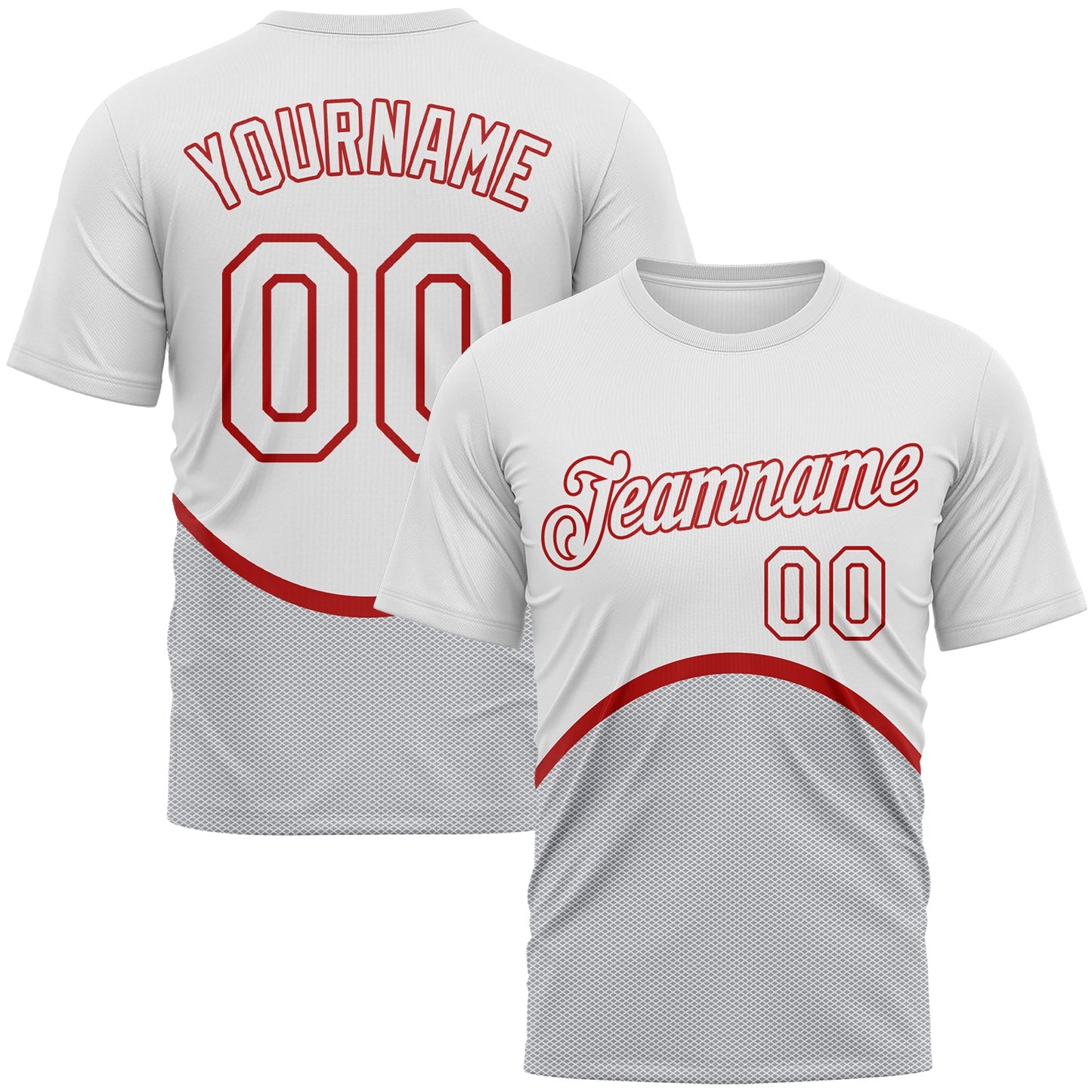 Custom White Gray-Red Retro Design Performance T-Shirt - Main View