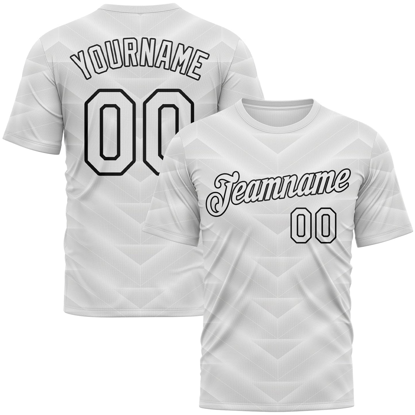 Custom White-Black Geometric Chevron Texture Performance T-Shirt - Main View