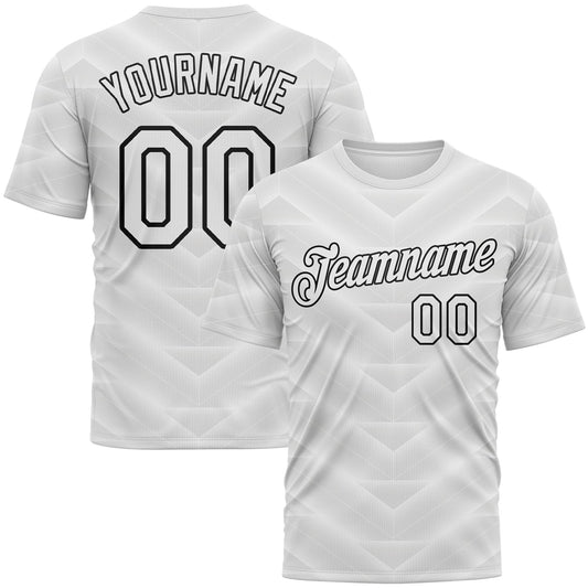 Custom White-Black Geometric Chevron Texture Performance T-Shirt - Main View