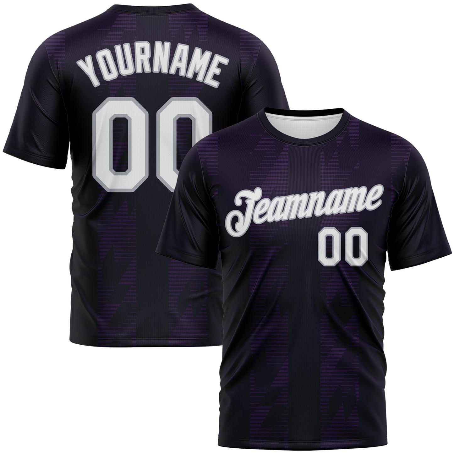 Custom Purple White Black-Gray Retro Geometric Performance T-Shirt - Main View