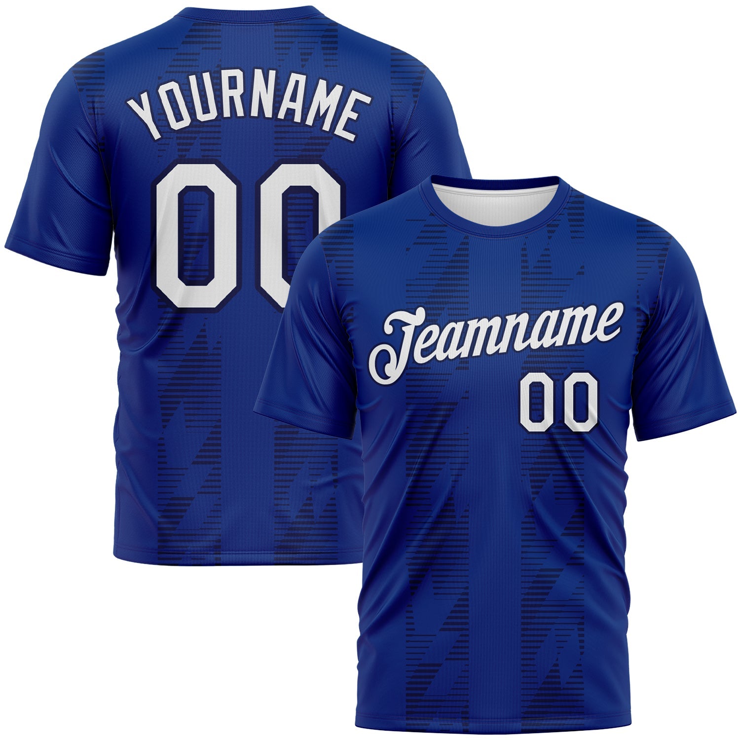 Custom Royal White-Navy Retro Geometric Performance T-Shirt - Main View