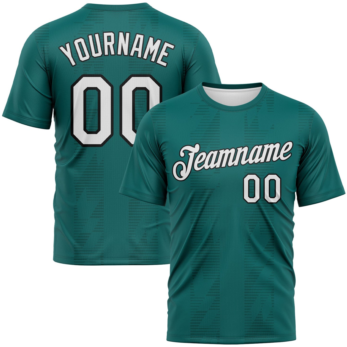 Custom Teal White Midnight Green-Black Retro Geometric Performance T-Shirt - Main View