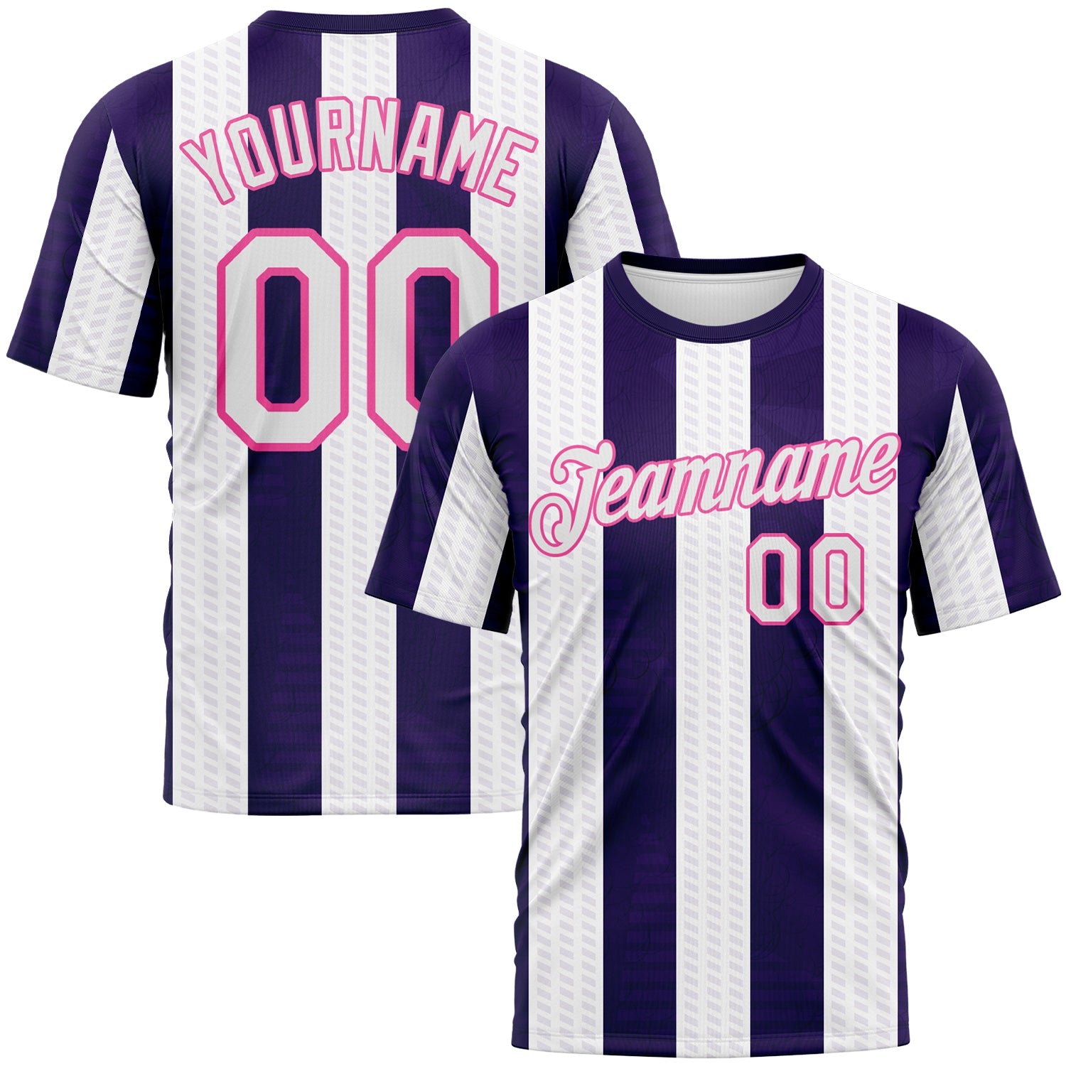 Custom Purple White-Pink Vertical Stripe Vintage Style Performance T-Shirt - Main View