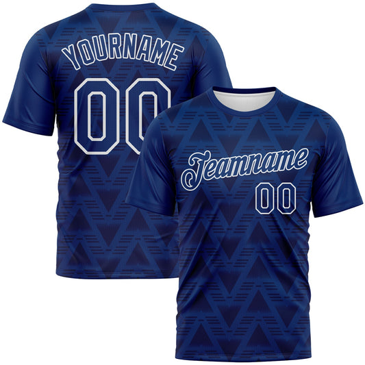 Custom US Navy Blue Navy-White Geometric Diamond Performance T-Shirt - Main View
