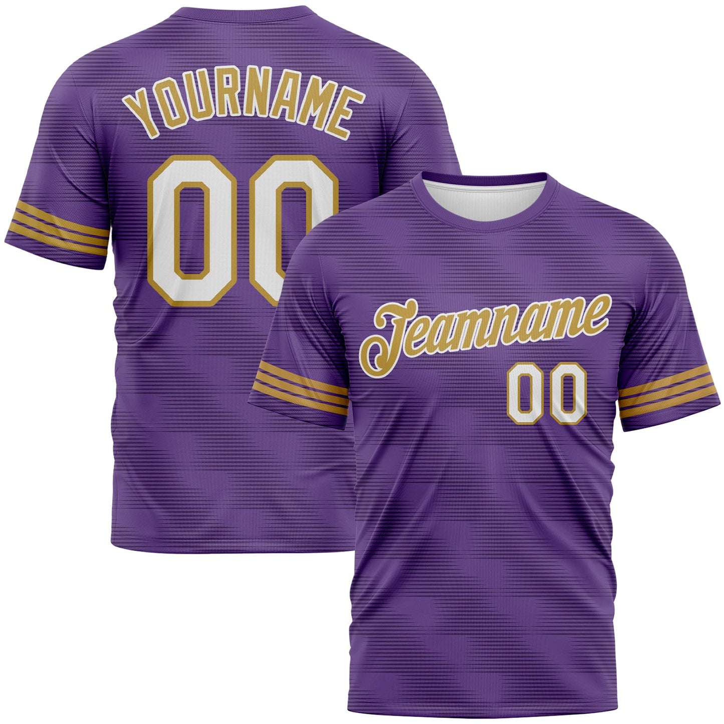 Custom Purple White-Old Gold Phantom Subtle Grid Performance T-Shirt - Main View