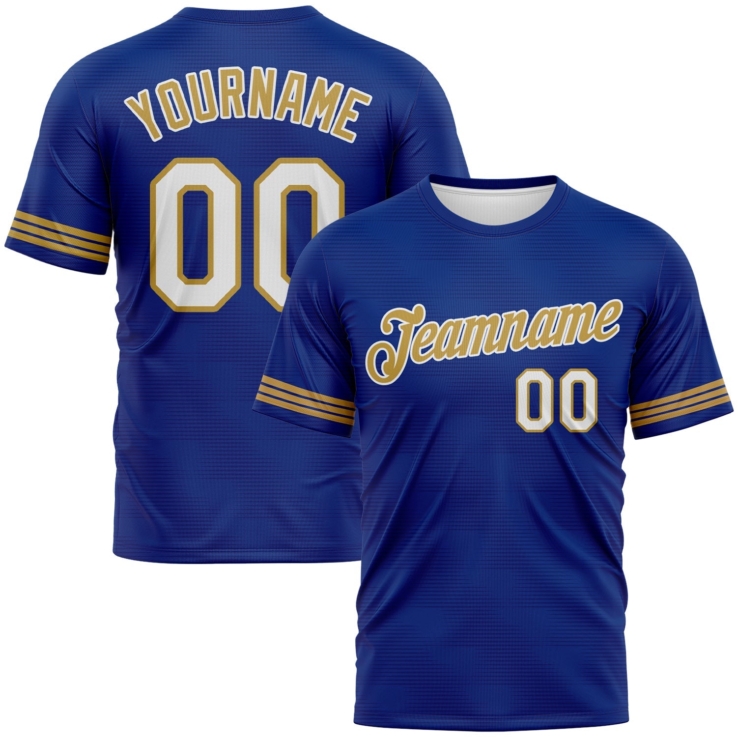 Custom Royal White-Old Gold Phantom Subtle Grid Performance T-Shirt - Main View