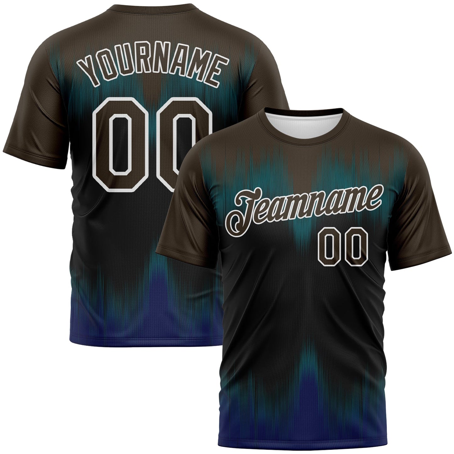 Custom Brown Black Royal-White Bermuda Playa Fade Effect Performance T-Shirt - Main View