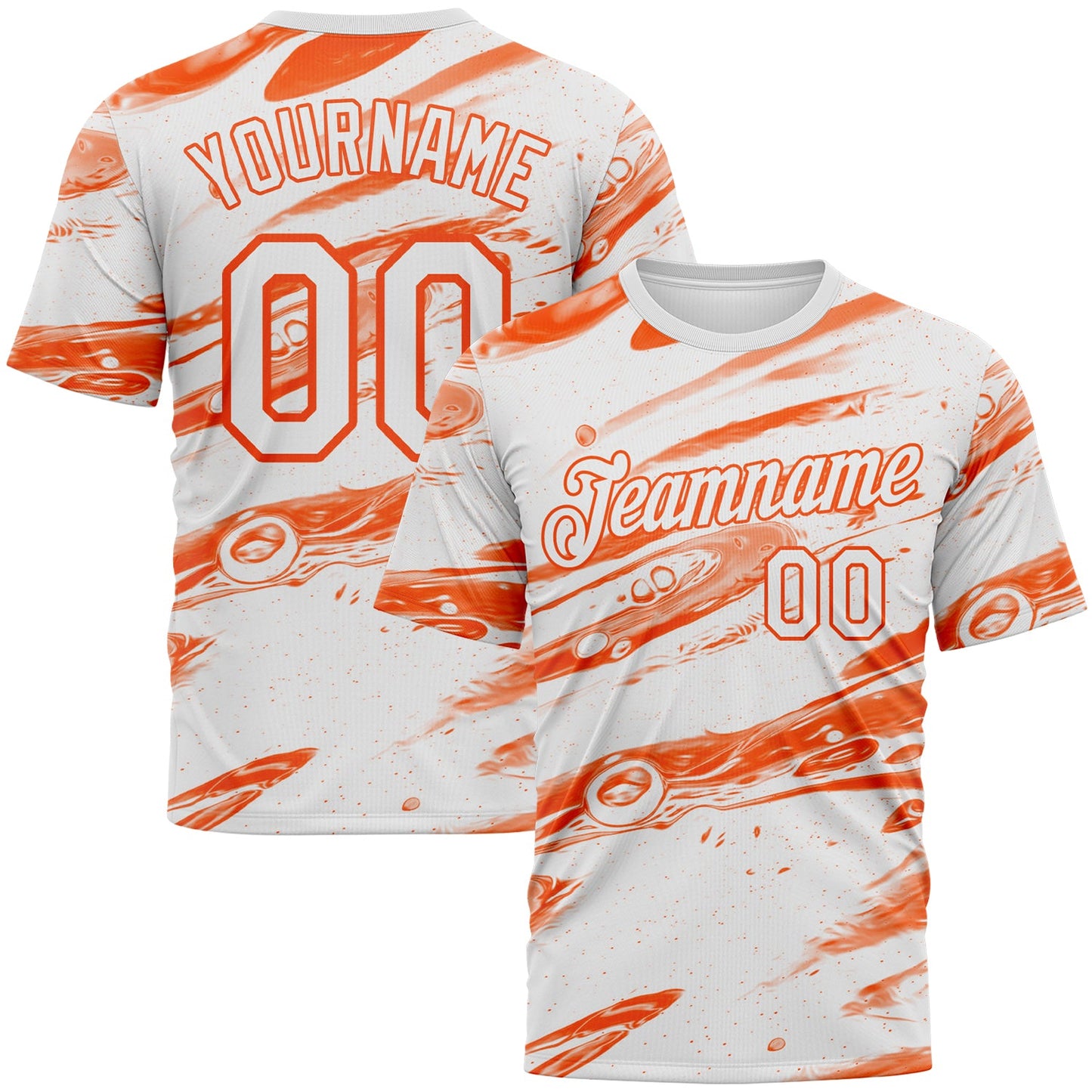 Custom White-Orange Lava Splash Ink Wash Performance T-Shirt - Main View