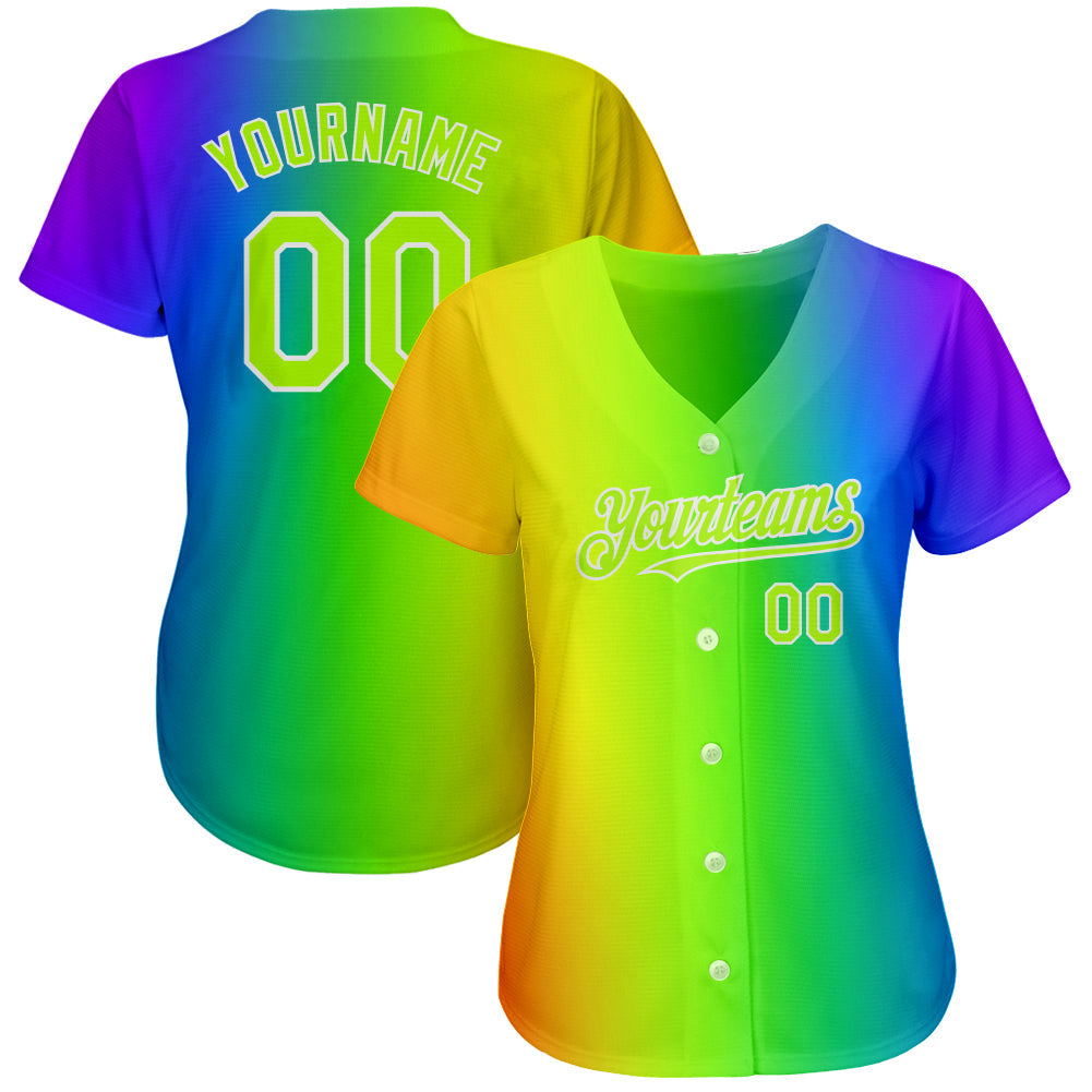 Custom Rainbow For Pride Month Love Is Love LGBT 3D Authentic Baseball Jersey view 2