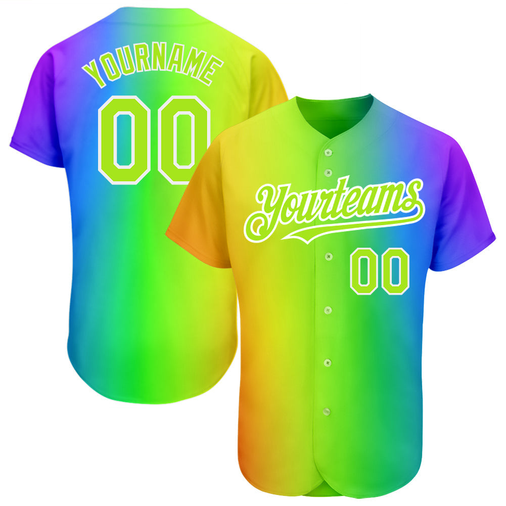 Custom Rainbow For Pride Month Love Is Love LGBT 3D Authentic Baseball Jersey - Main View