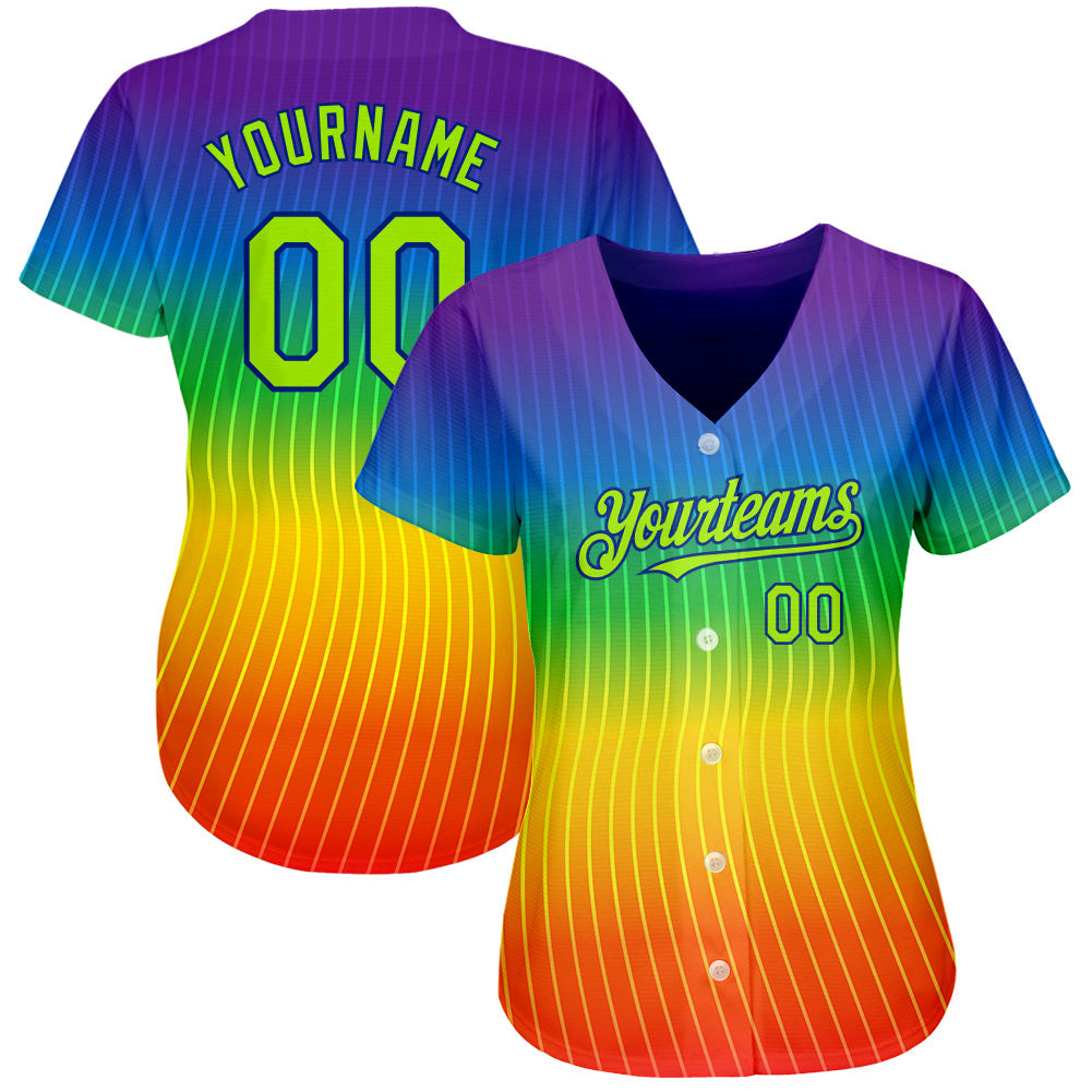 Custom Rainbow For Pride Month Love Is Love LGBT 3D Authentic Baseball Jersey view 2