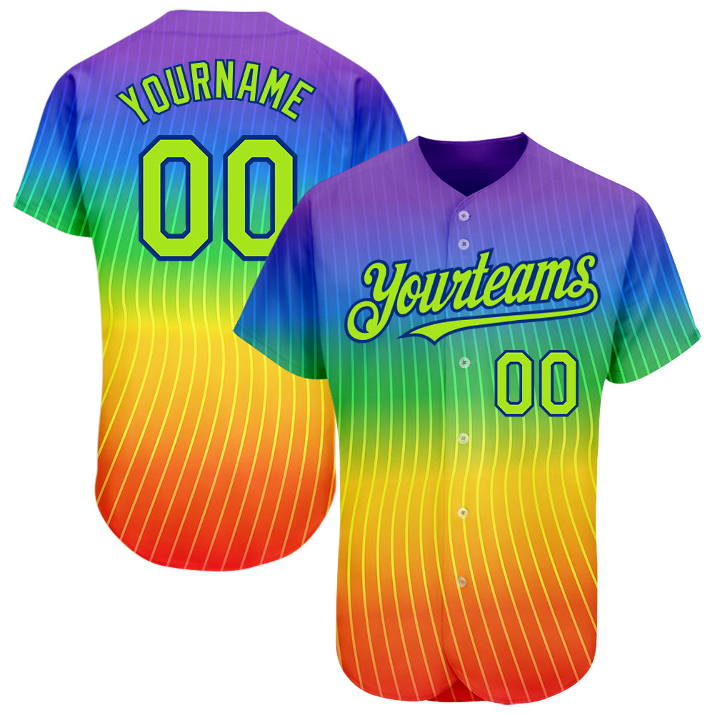 Custom Rainbow For Pride Month Love Is Love LGBT 3D Authentic Baseball Jersey - Main View