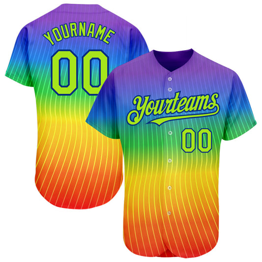 Custom Rainbow For Pride Month Love Is Love LGBT 3D Authentic Baseball Jersey - Main View