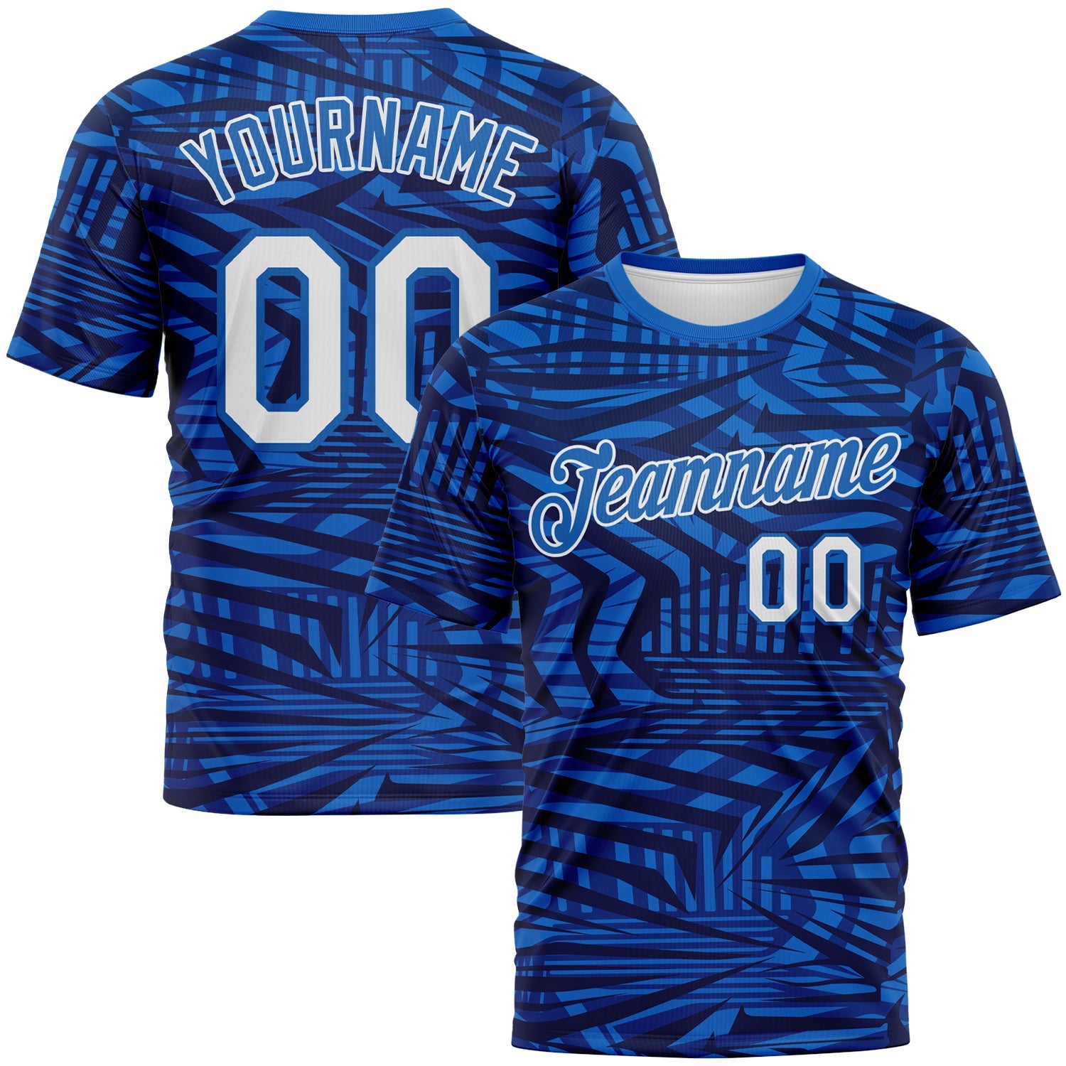 Custom Navy White Royal-Blue Hard Slash Abstract Geometric Performance T-Shirt - Main View