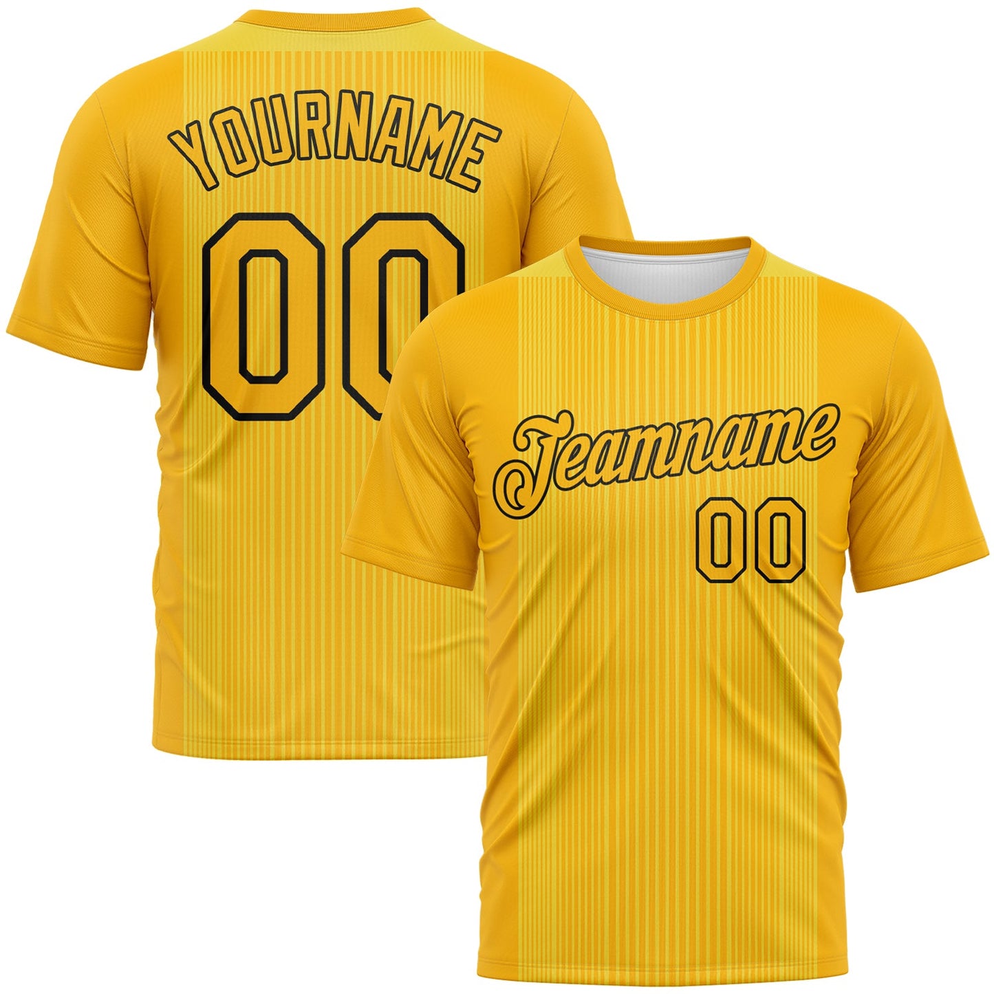 Custom Gold-Black Vertical Stripe Performance T-Shirt - Main View