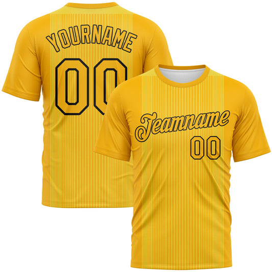 Custom Gold-Black Vertical Stripe Performance T-Shirt - Main View