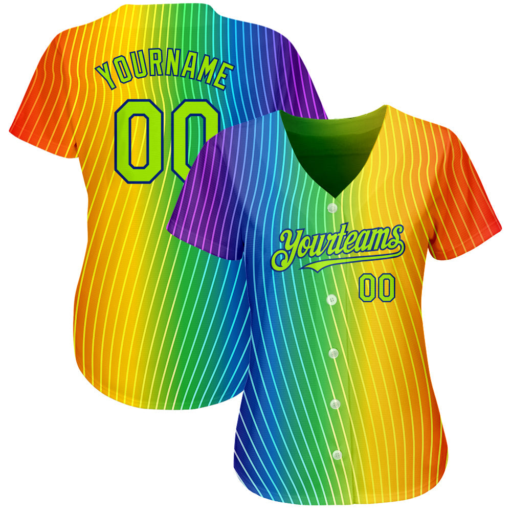 Custom Rainbow For Pride Month Love Is Love LGBT 3D Authentic Baseball Jersey view 2