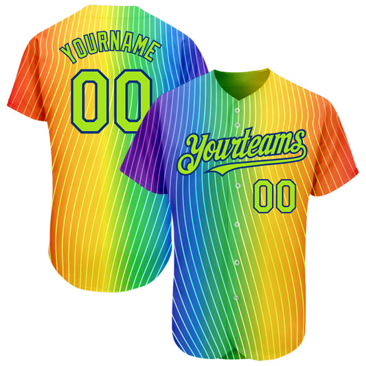 Custom Rainbow For Pride Month Love Is Love LGBT 3D Authentic Baseball Jersey - Main View