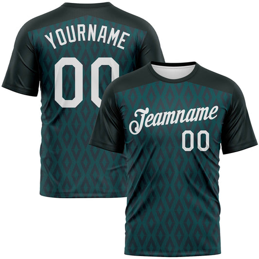 Custom Midnight Green-White Diamond Performance T-Shirt - Main View