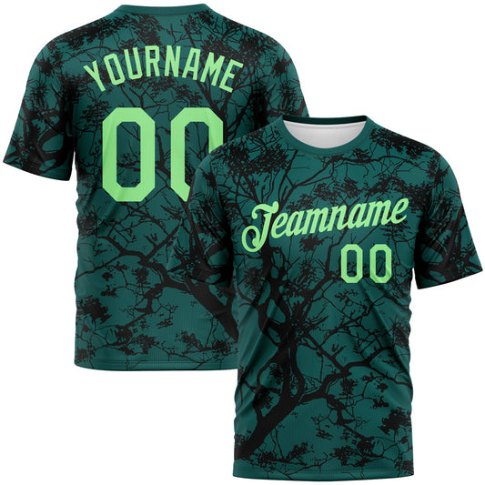 Custom Midnight Green Pea Green-Black Arbol Jungle Camo Performance T-Shirt - Main View