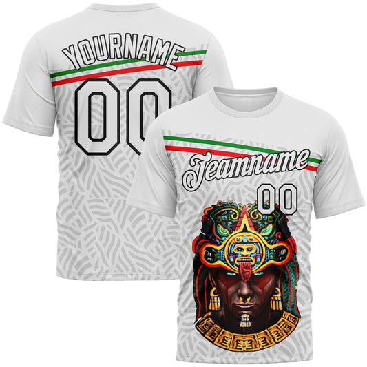 Custom White Gray-Black Azteca Performance T-Shirt - Main View