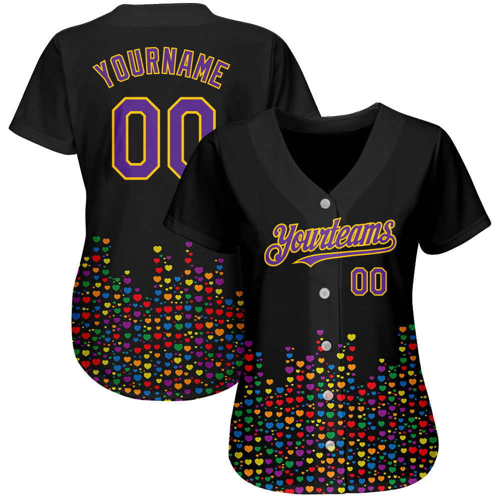 Custom Rainbow For Pride Month Love Is Love LGBT 3D Authentic Baseball Jersey view 2