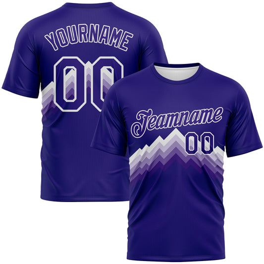 Custom Dark Purple-White Zigzag Step Fade Effect Performance T-Shirt - Main View