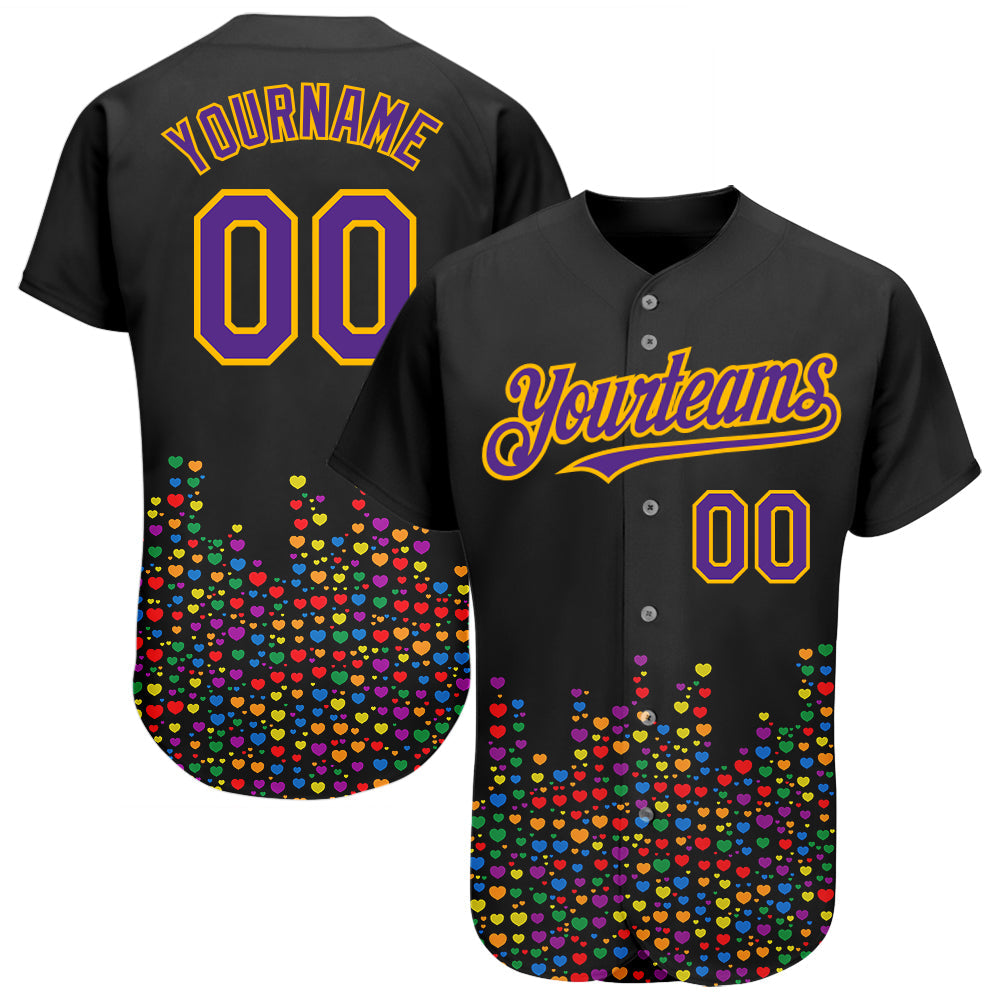 Custom Rainbow For Pride Month Love Is Love LGBT 3D Authentic Baseball Jersey - Main View