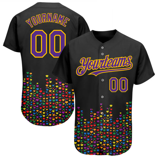 Custom Rainbow For Pride Month Love Is Love LGBT 3D Authentic Baseball Jersey - Main View