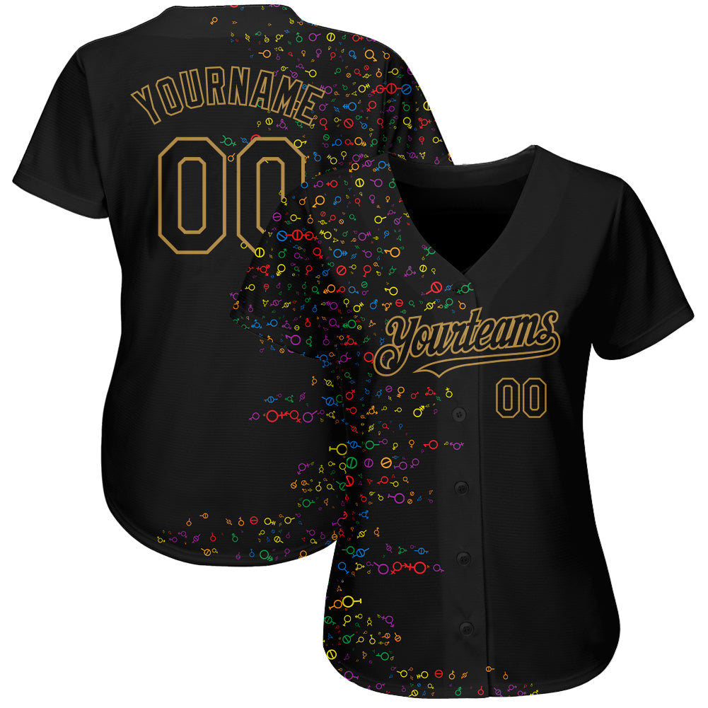 Custom Rainbow For Pride Month Love Is Love LGBT 3D Authentic Baseball Jersey view 2