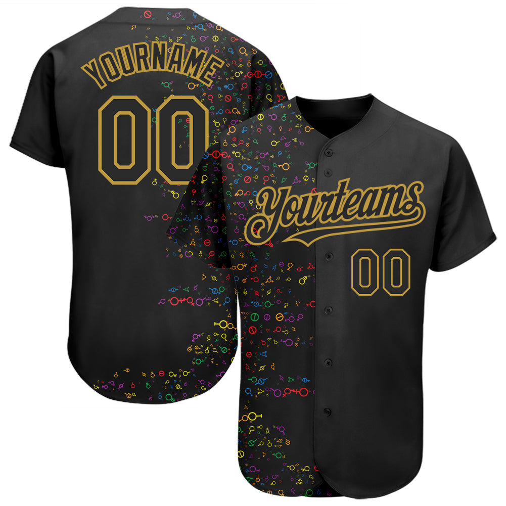 Custom Rainbow For Pride Month Love Is Love LGBT 3D Authentic Baseball Jersey - Main View