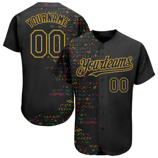 Custom Rainbow For Pride Month Love Is Love LGBT 3D Authentic Baseball Jersey - Main View