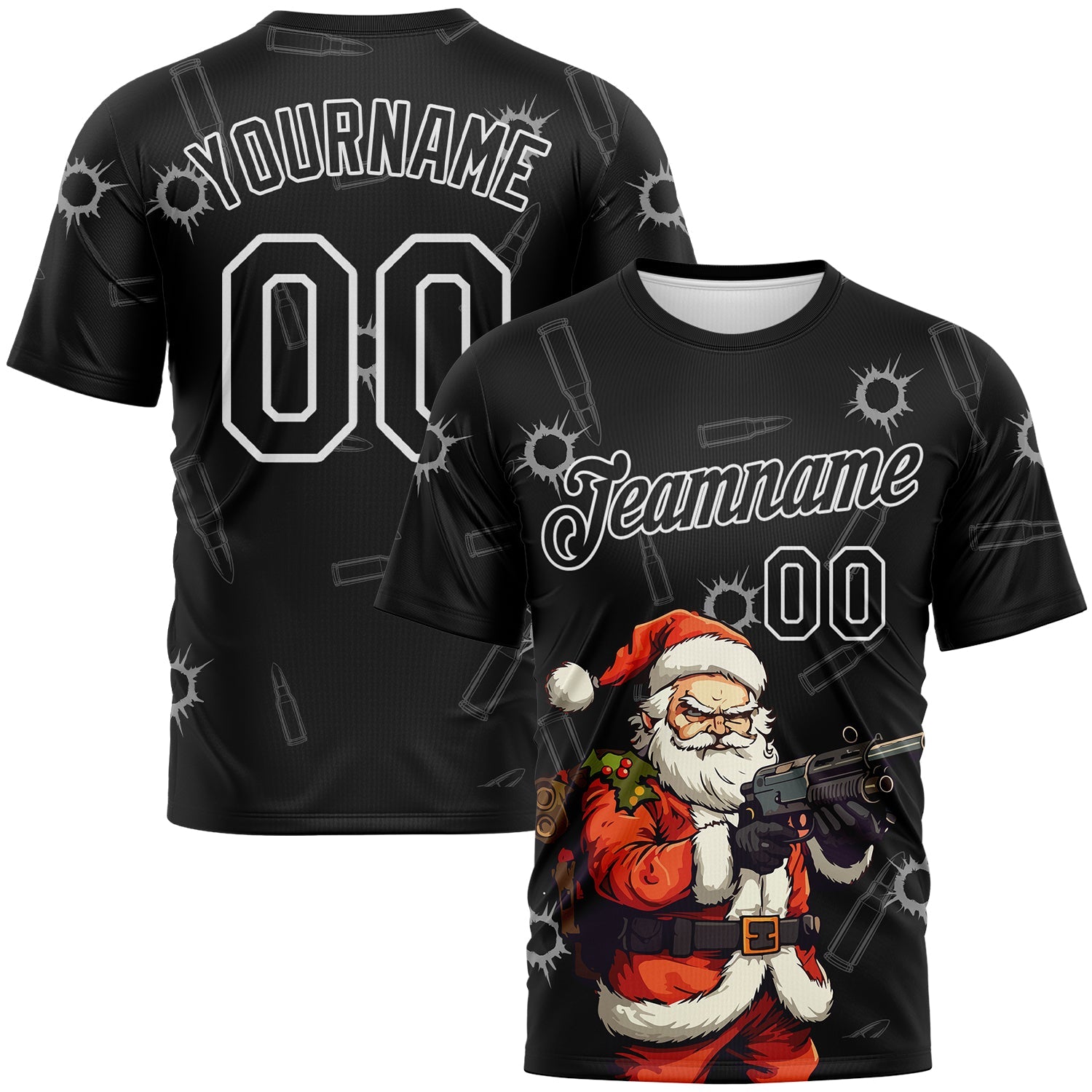 Custom Black Orange-White Christmas Bad Santa Performance T-Shirt - Main View