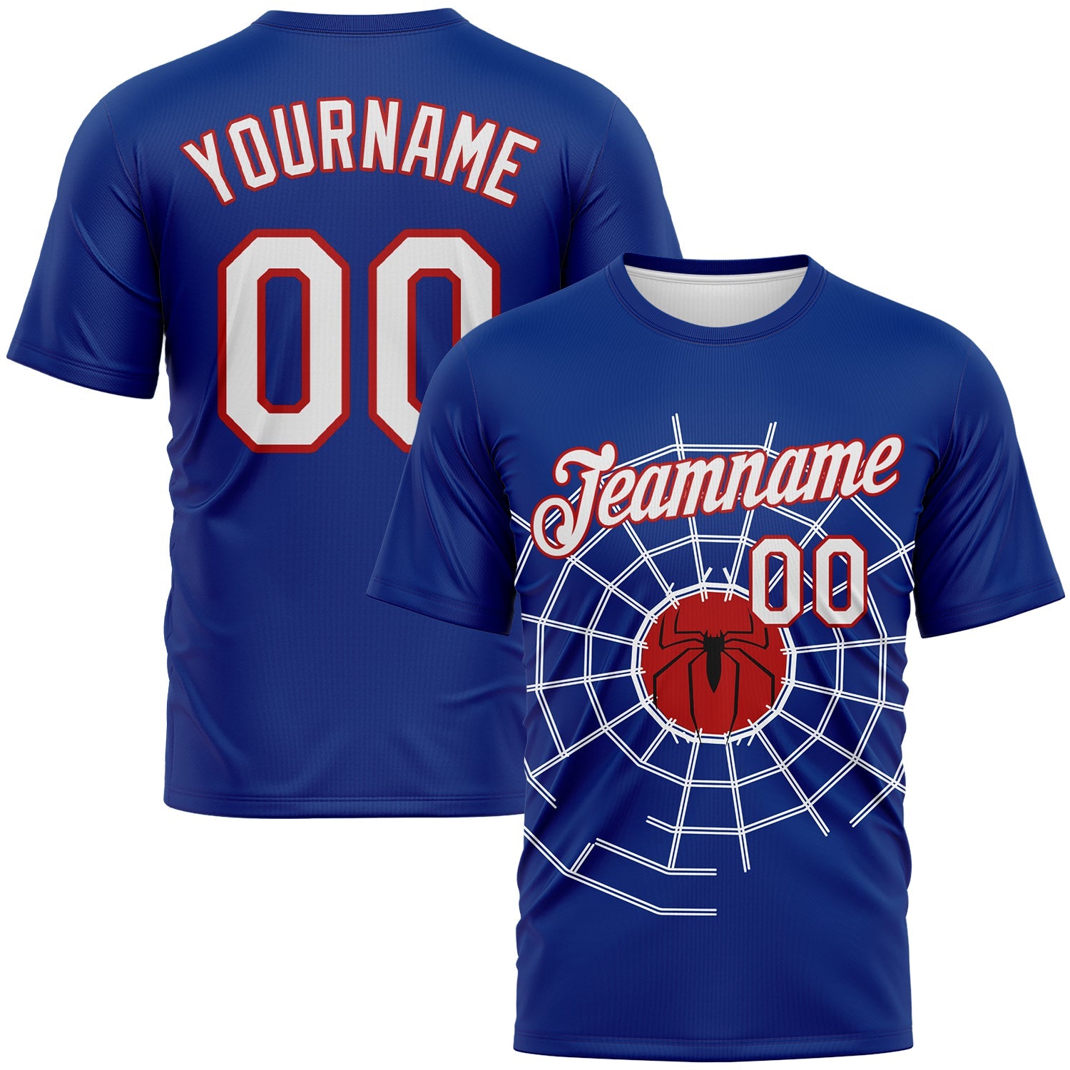 Custom Royal White-Red Spiderman Performance T-Shirt - Main View