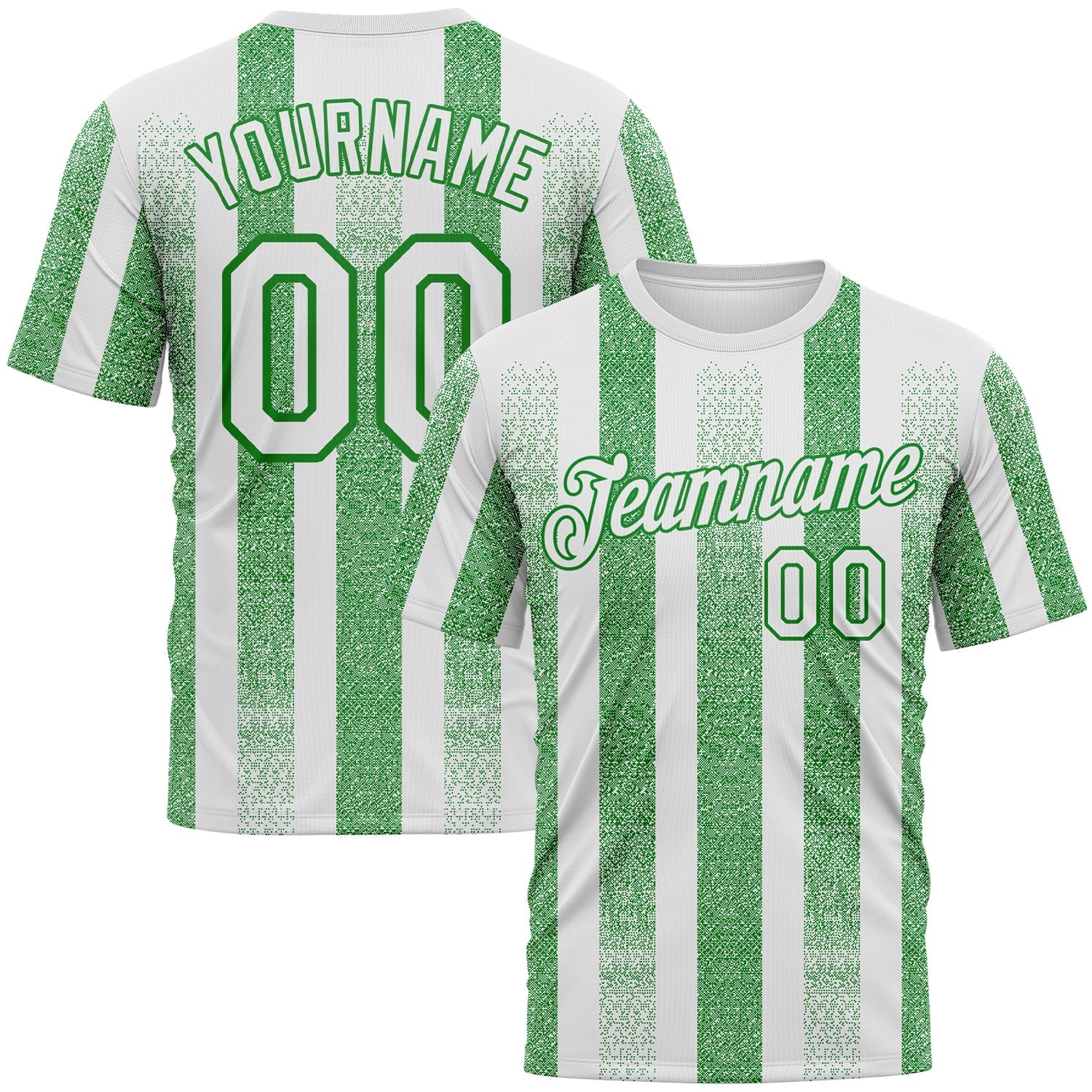 Custom White-Grass Green Vertical Stripe Grunge Texture Classic Performance T-Shirt - Main View