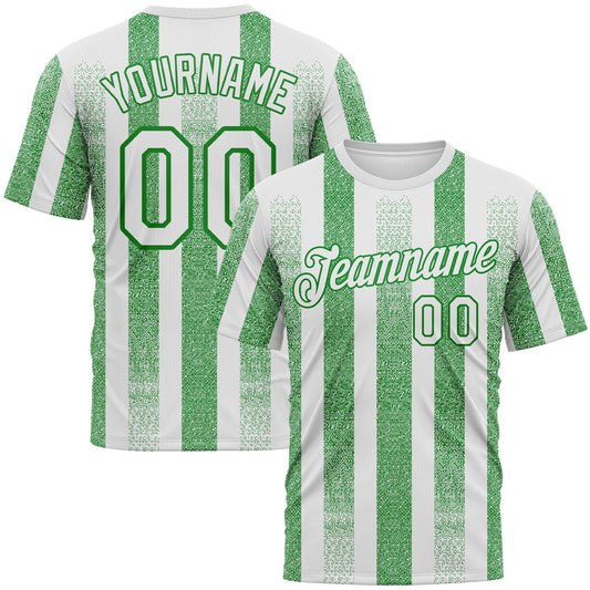 Custom White-Grass Green Vertical Stripe Grunge Texture Classic Performance T-Shirt - Main View