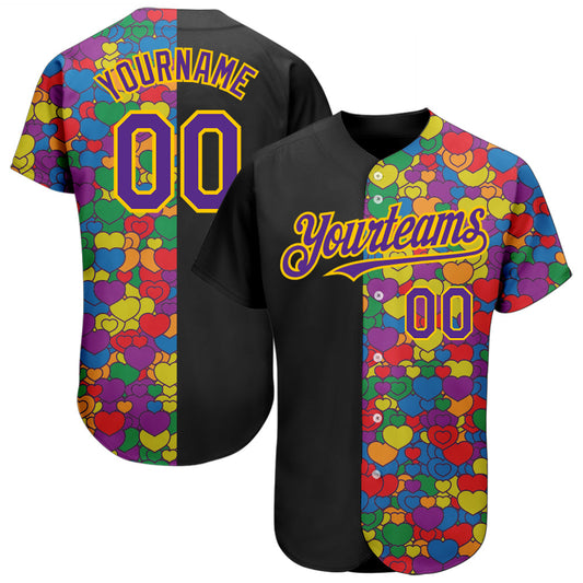 Custom Rainbow For Pride Month Love Is Love LGBT 3D Authentic Baseball Jersey - Main View