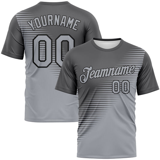 Custom Steel Gray Gray-Black Diagonal Color Block Classic Performance T-Shirt - Main View