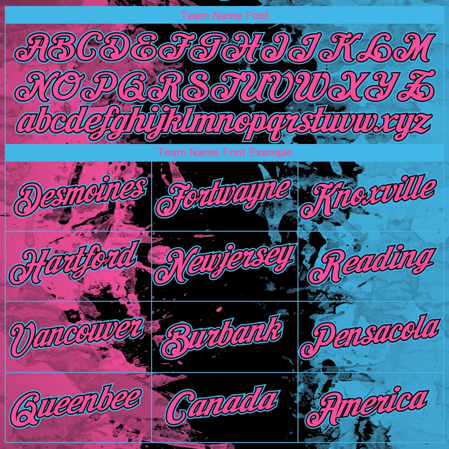 Custom Pink Black-Sky Blue Ink Splash Duotono Style Performance T-Shirt view 3