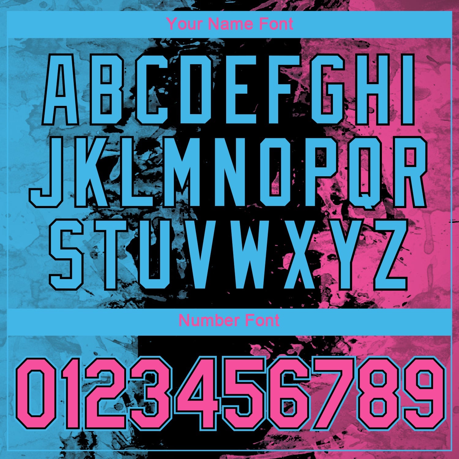Custom Pink Black-Sky Blue Ink Splash Duotono Style Performance T-Shirt view 4