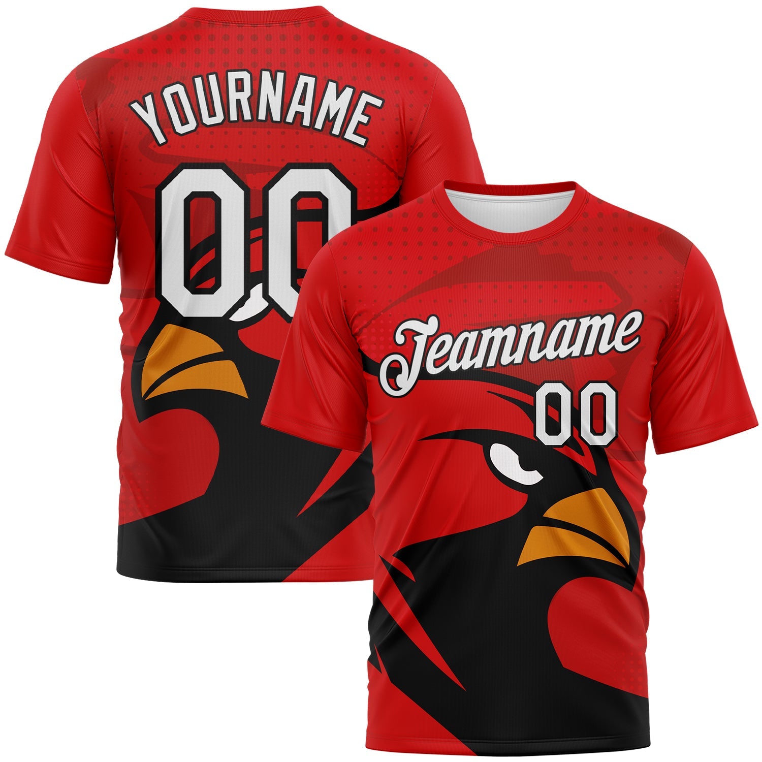 Custom Red White-Black Animal Cardinal Mascot Performance T-Shirt - Main View